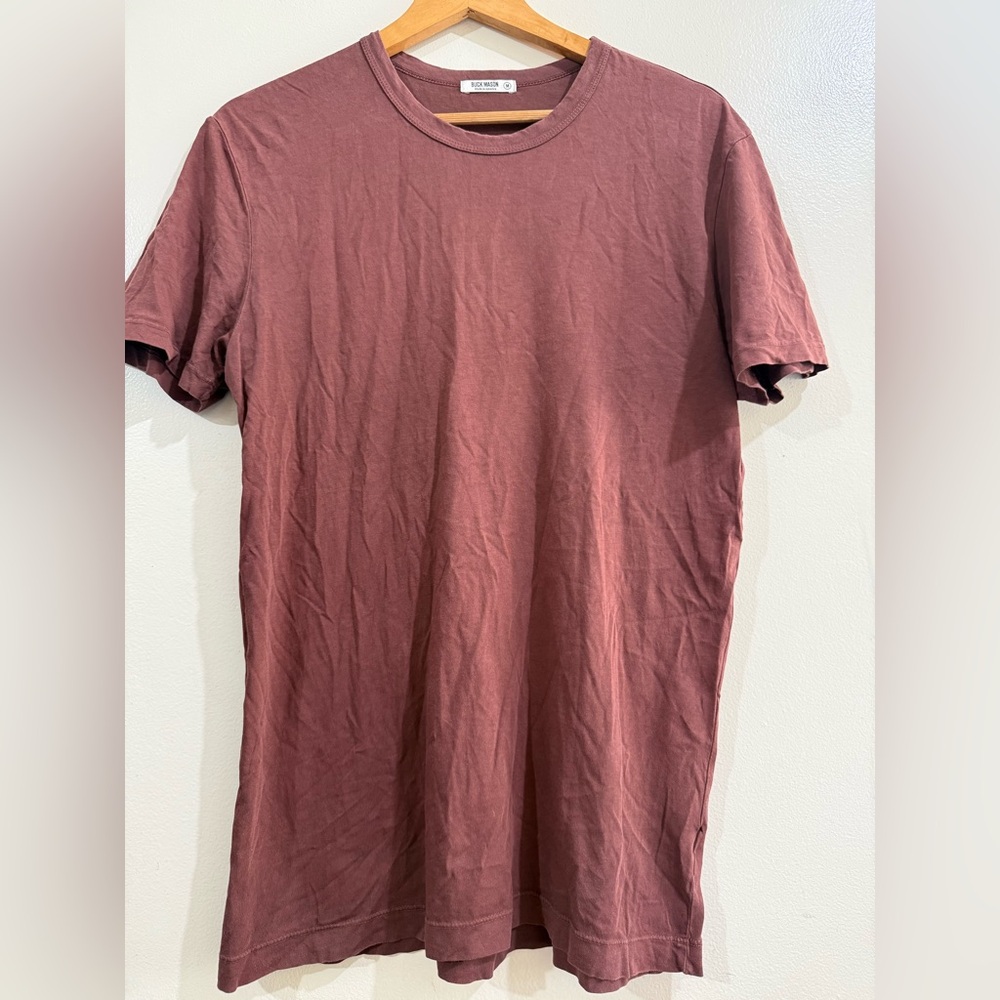 Buck Mason Washed Maroon Short Sleeve Crewneck Tee